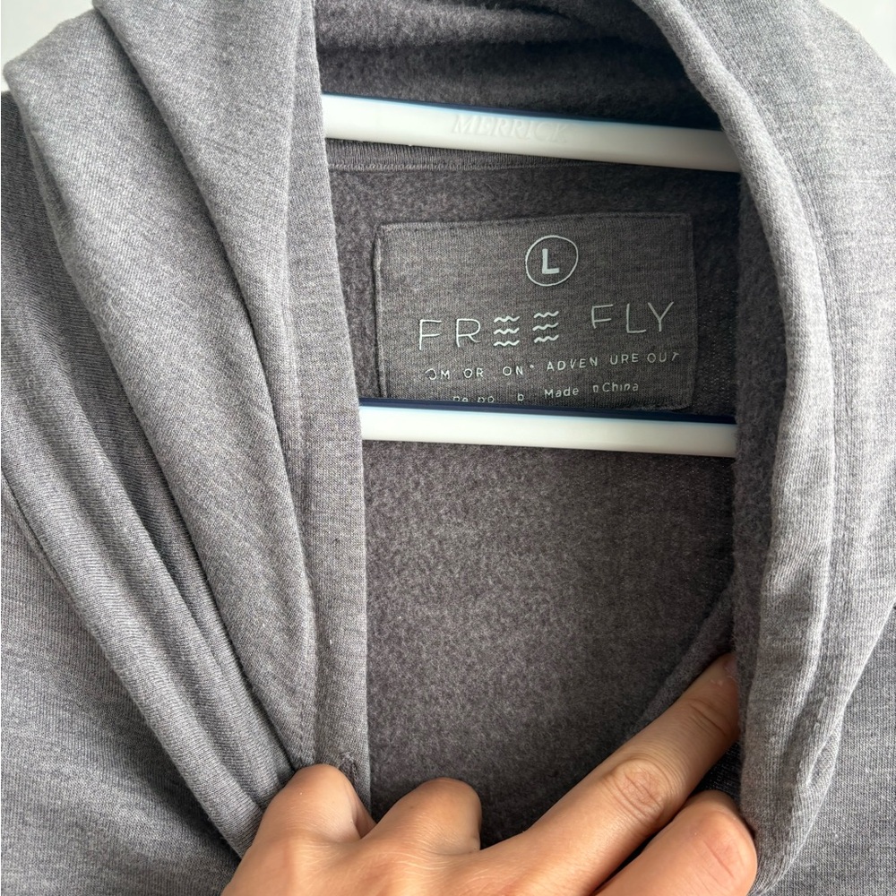 Free Fly Heather Gray Lightweight Fleece Bamboo Hoodie Pullover, Beach, Fishing - Picture 4 of 6